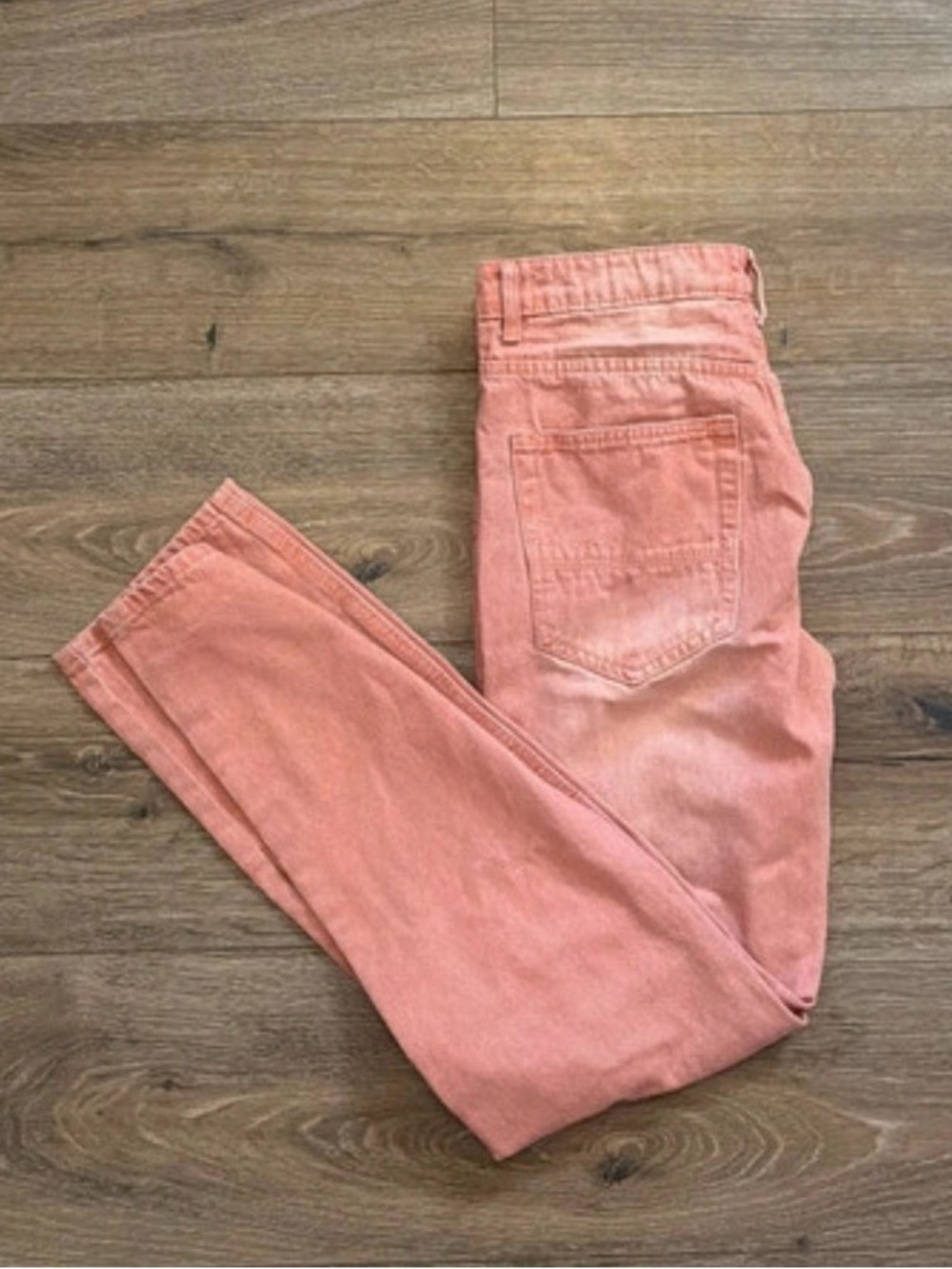 Women's Distressed Peach Pink Jeans - Picture 3 of 3